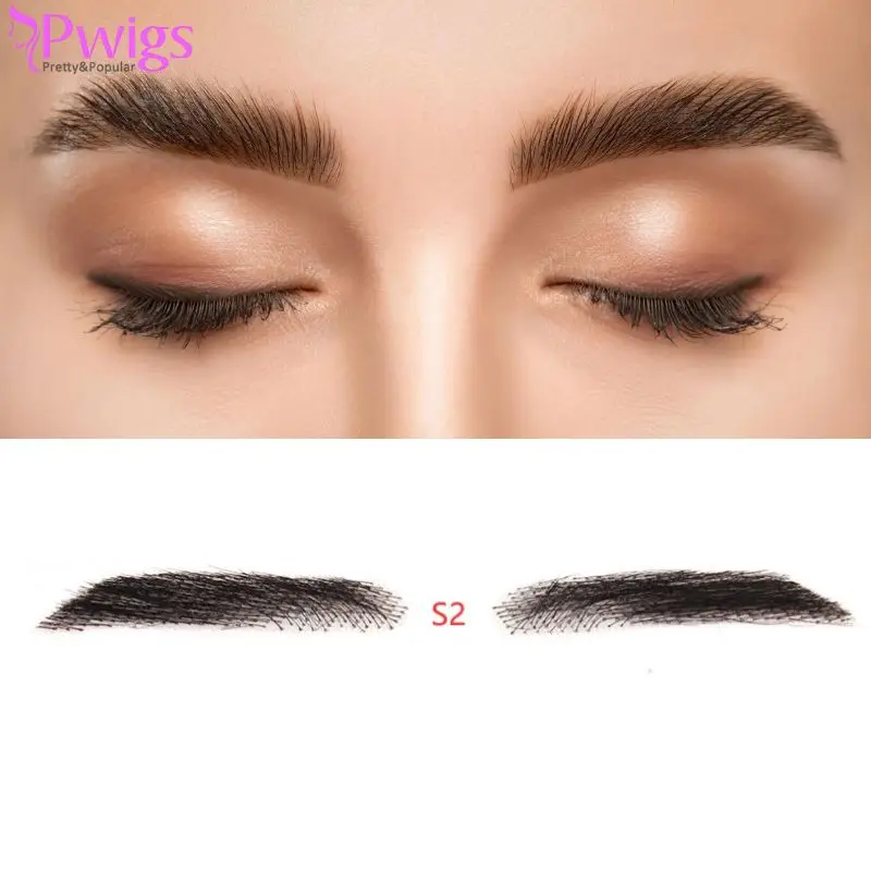 Pwigs Fake Eyebrows 100% Human Hair Eyebrow Lace Base Eyebrow For Woman and Man  Invisible