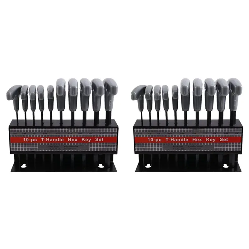 

A74E-20PCS Imperial Hex Key T-Handle Set, 3/32In-3/8In T-Handle Hex Wrench Set With Storage Rack, For Automotive Repair