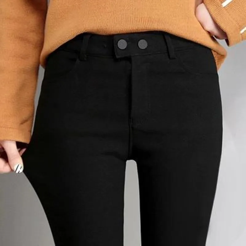 plus Size Slim Fit Nine Points Thin Women's Leggings High Waist Ankle Length Pants for Spring Autumn Black Base Layer Trousers