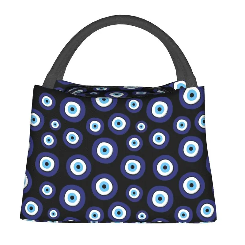 

Custom Greek Evil Eye Pattern Insulated Lunch Bags for Women Tribes Amulet Art Cooler Thermal Bento Box Beach Camping Travel