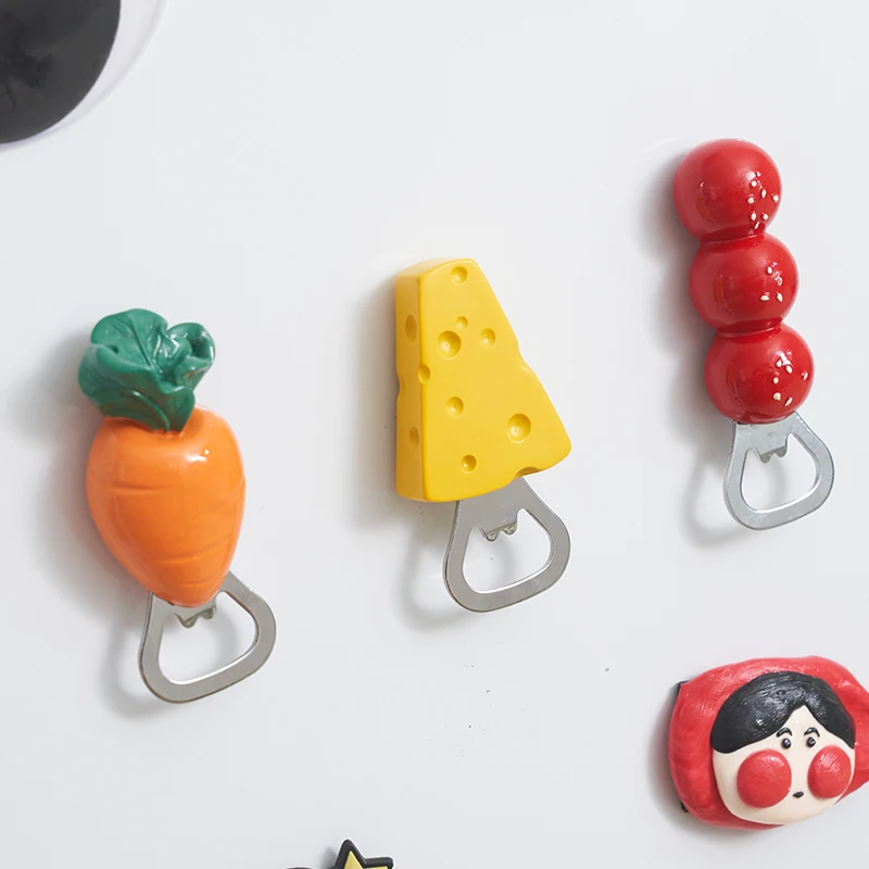 【Epeiushome】Cheese Bottle Opener Refrigerator Sticker Magnetic Sticker Bottle Cap Opener Refrigerator Decorative Sticker