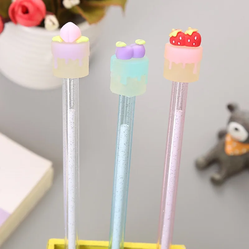 1 Piece Cute Kawaii Korean Fruit Cake Gel Pen Grape Strawberry Peach Lovely Student Office School Supply Stationery Ellen Brook