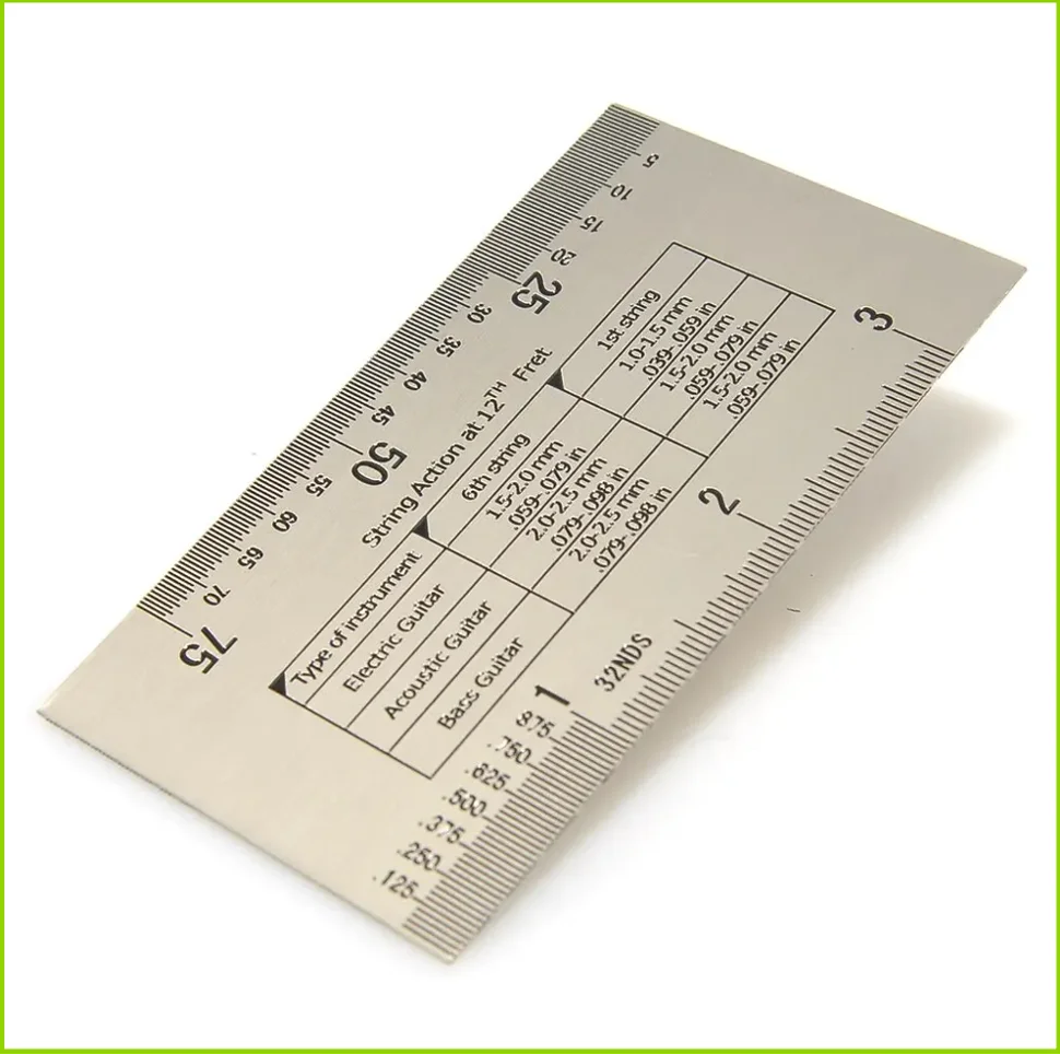 Stainless Steel String Ruler String Action Gauge Ruler for Guitar Bass Silver