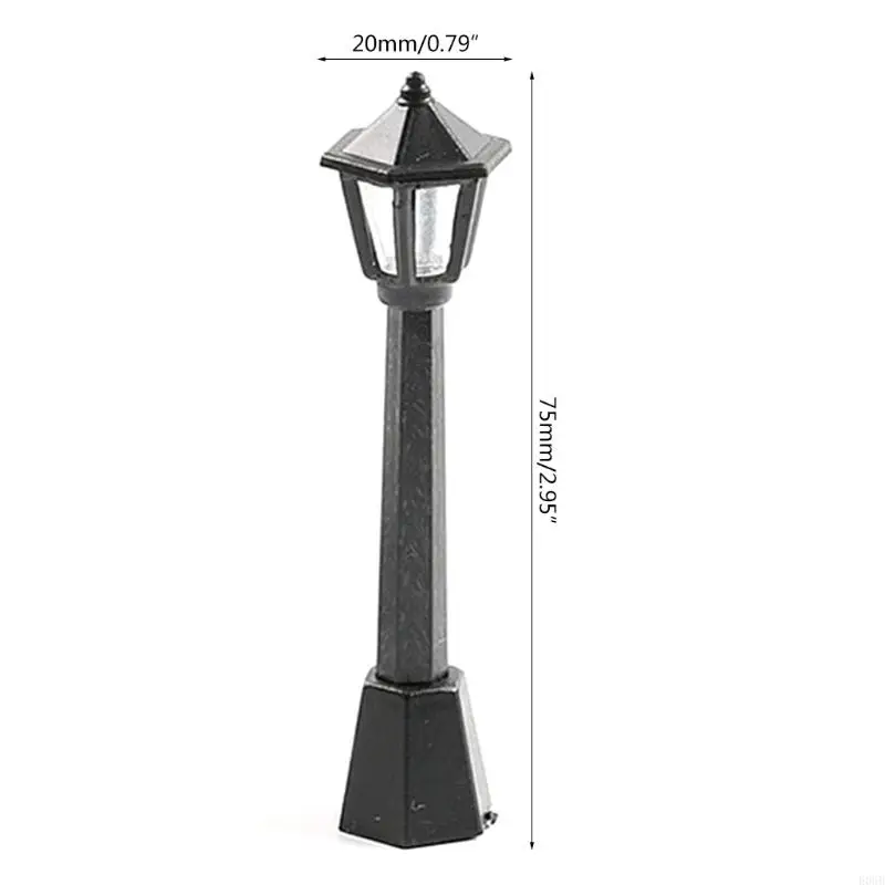 E06B Модель железнодорожных железнодорожных железнодорожных поездов 4pcs Post Lights for Doll House Fairy Garden
