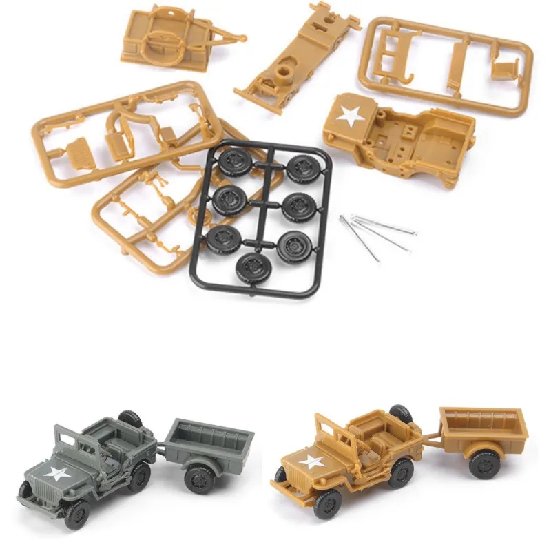 1/72 US Willys Jeep MB General Purpose Car Army Truck Military Vehicle Army Men Toy DIY Assembly Off-road Car Model