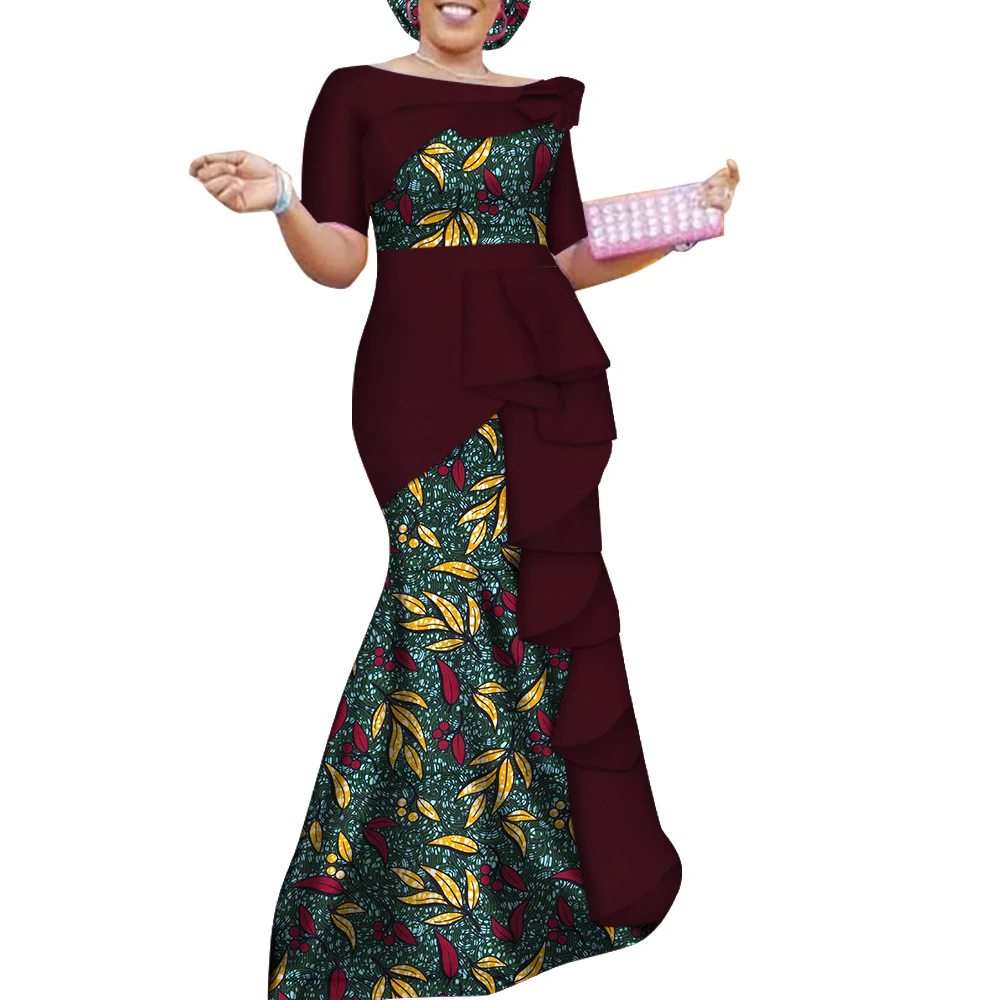 Vestidos African Dresses for Women Dashiki Elegant Ruffles Long Party Dress Plus Size Traditional African Clothing WY4152