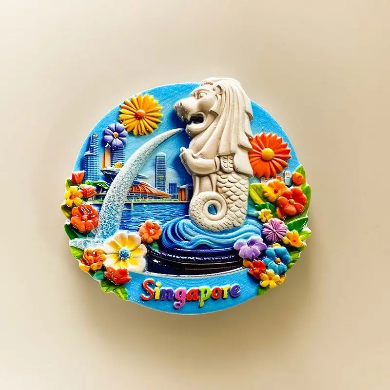 

Singapore Fridge Magnet Merlion Landmark Hot-Selling Travel Souvenir 3D Dopamine Relief Magnet Gift