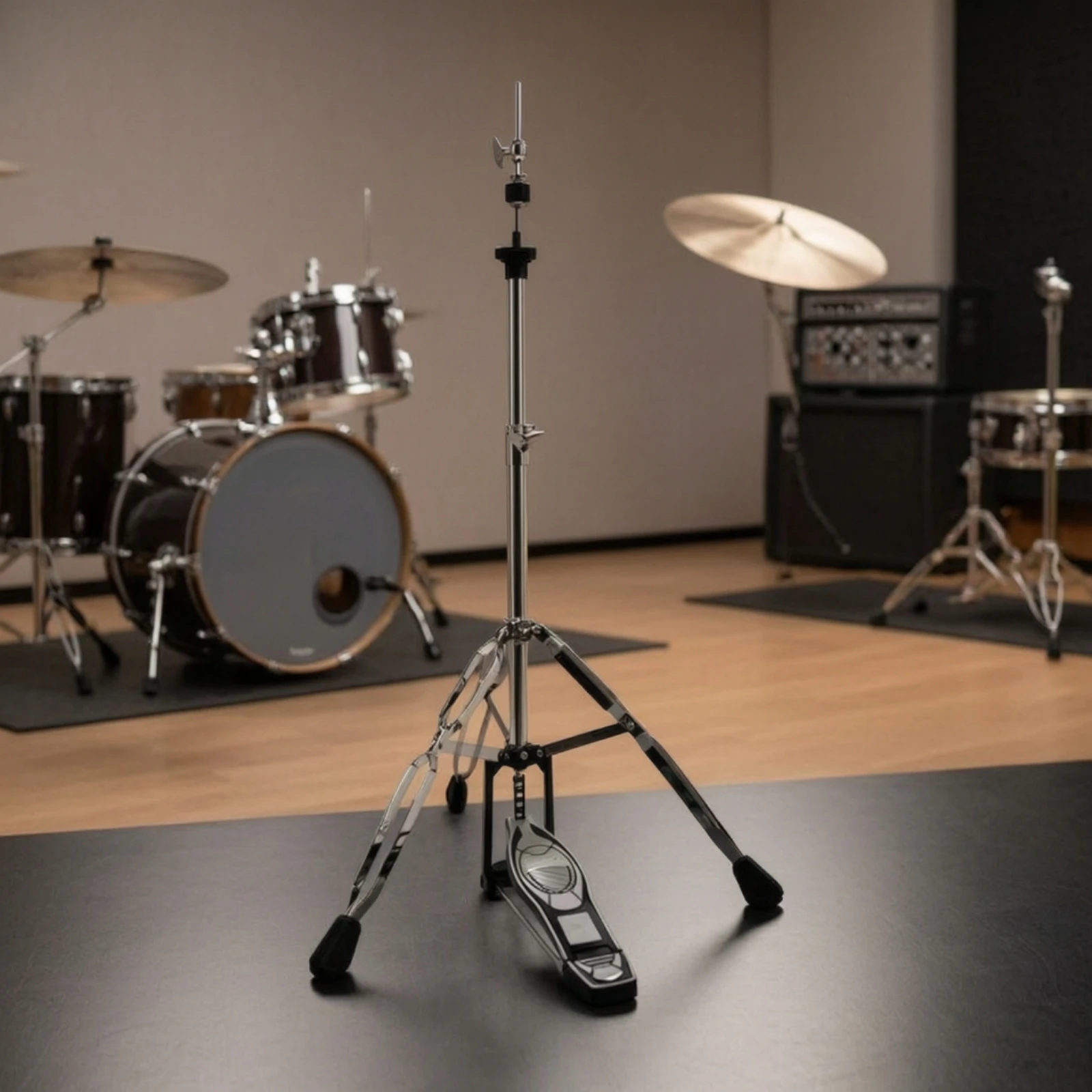 25-Tube Hi-Hat Stand Non-Slip Hi-Hat Stand with Foot Pedal Heavy-Duty Fluid for Drummers, Live Performances, Rehearsal Rooms