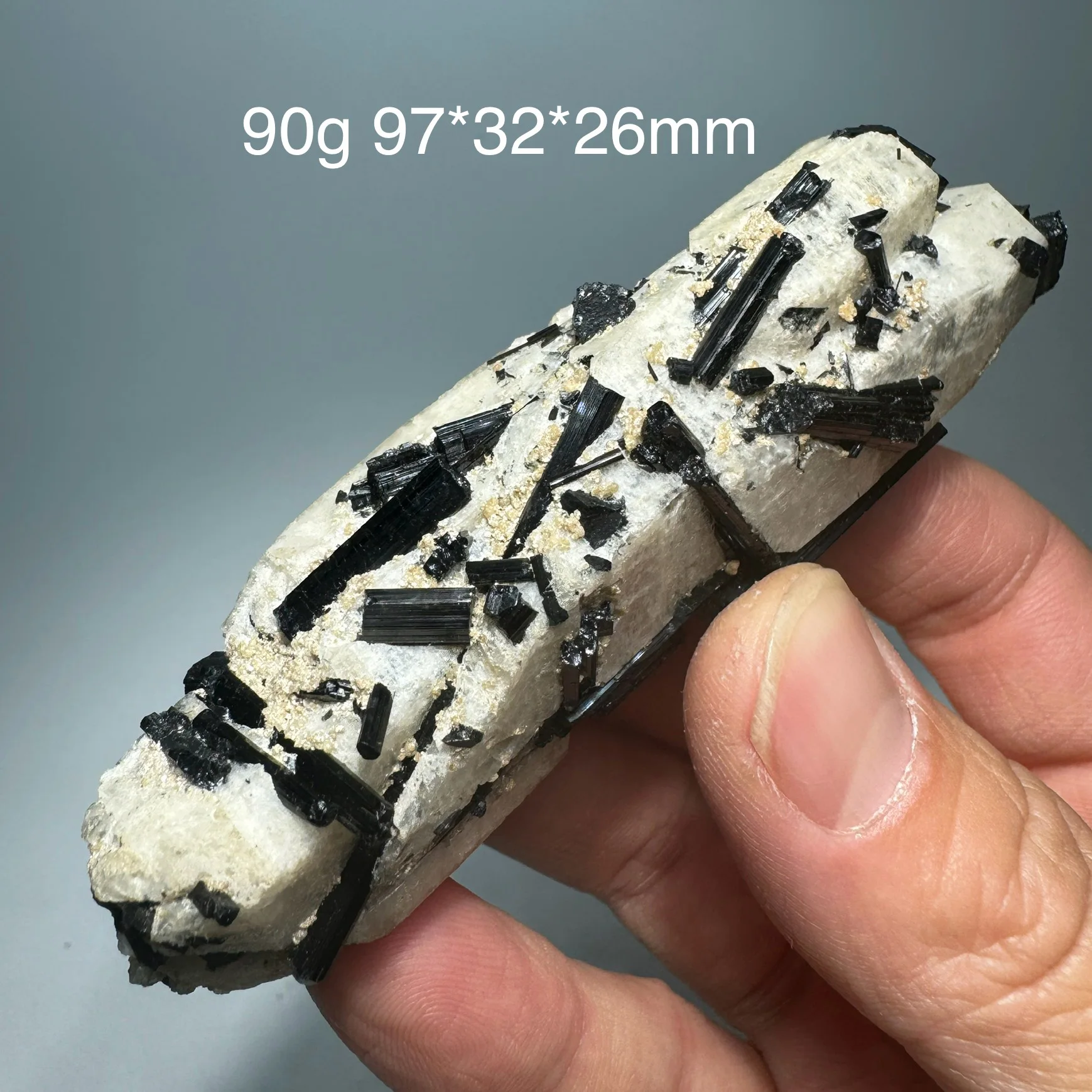 90g Natural Madagascar Black Tourmaline Mineral Specimen Clear Quartz Crystal Reiki Healing Stone Home Desk Decor