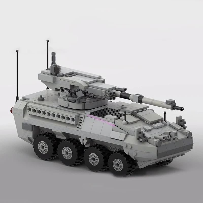 767PCS WW2 Military MOC M1128 Stryker MGS Mobile Gun System Model DIY creative ideas high-tech Child Toy Gift Armored Car Block