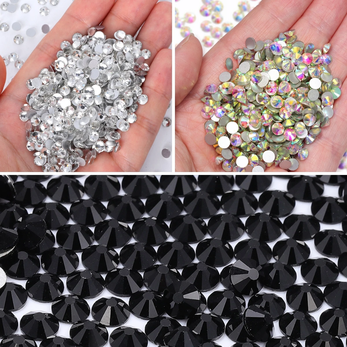 

SS3-SS60 Non-Hotfix Rhinestones Silver Bottom Flatback Round Glass Crystals for Nail Art Garments Wedding Dresses Accessories