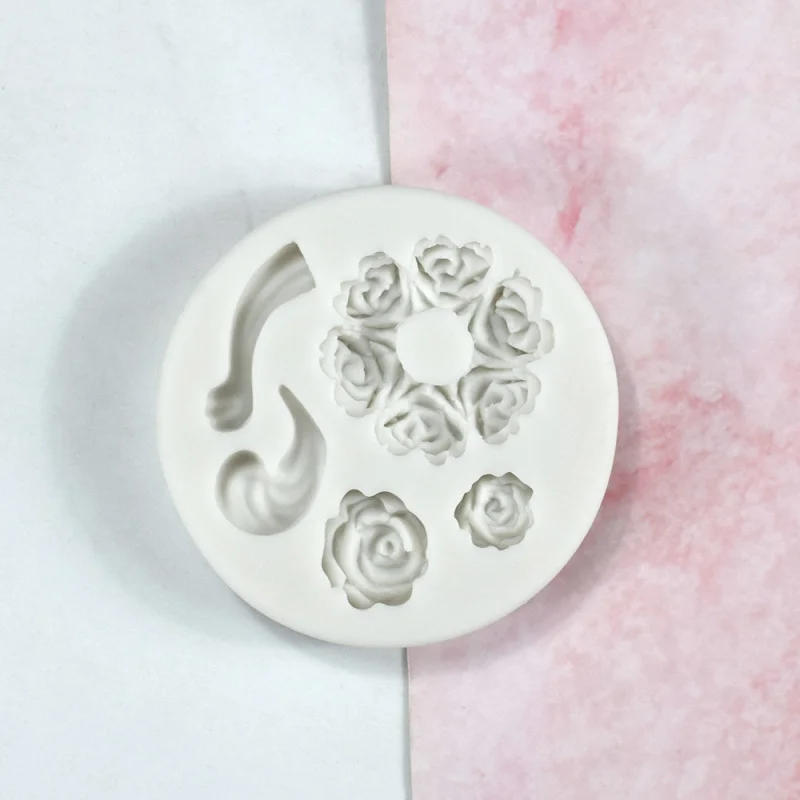 Valentine's Day Rose Wreath Fondant Silicone Mold DIYChocolate Decoration Cake Baking Tools Wholesale