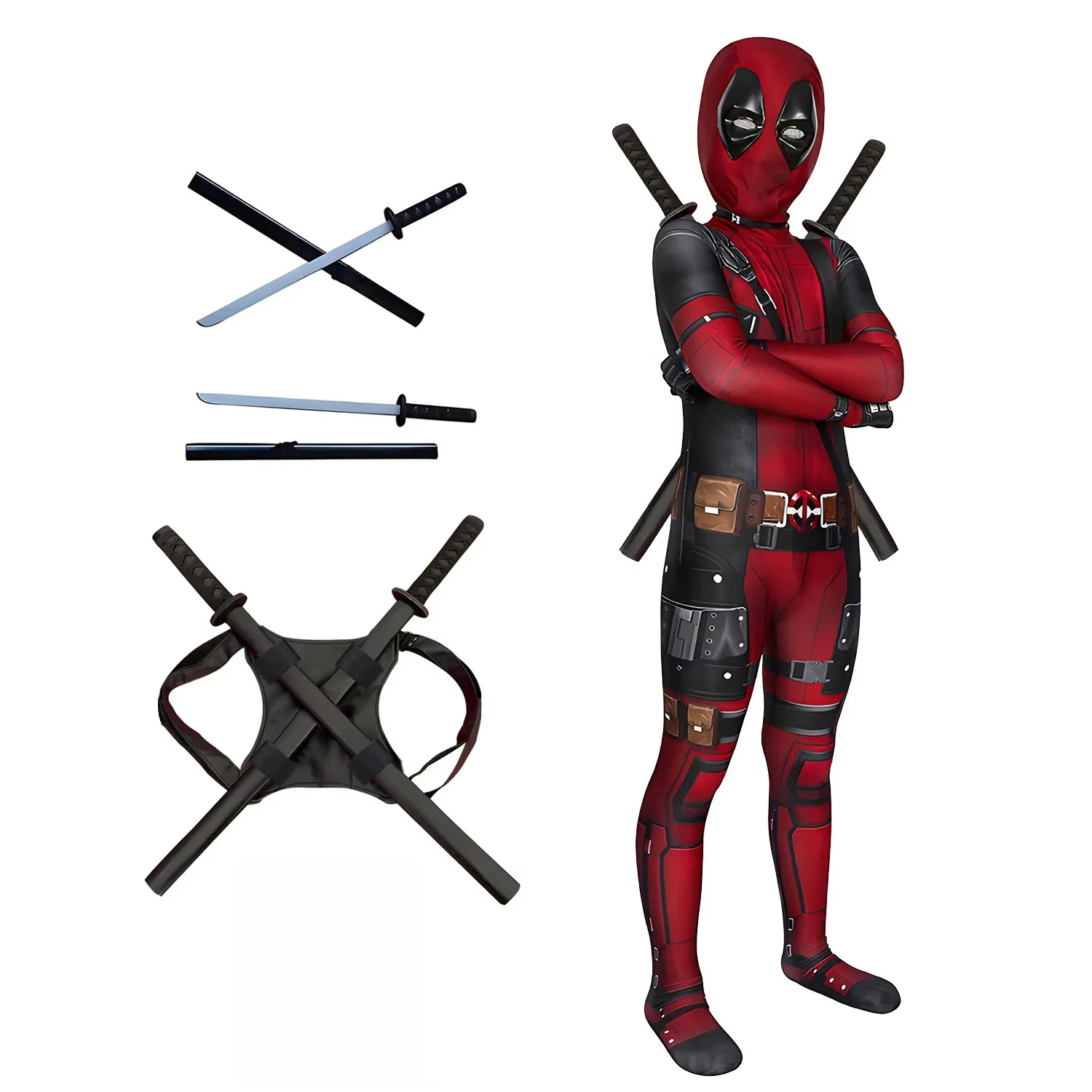 Haute qualité Cosplay Deadpool enfant Costume Halloween deadpool body enfants combinaison garçon épée ensemble cadeau de fête de noël