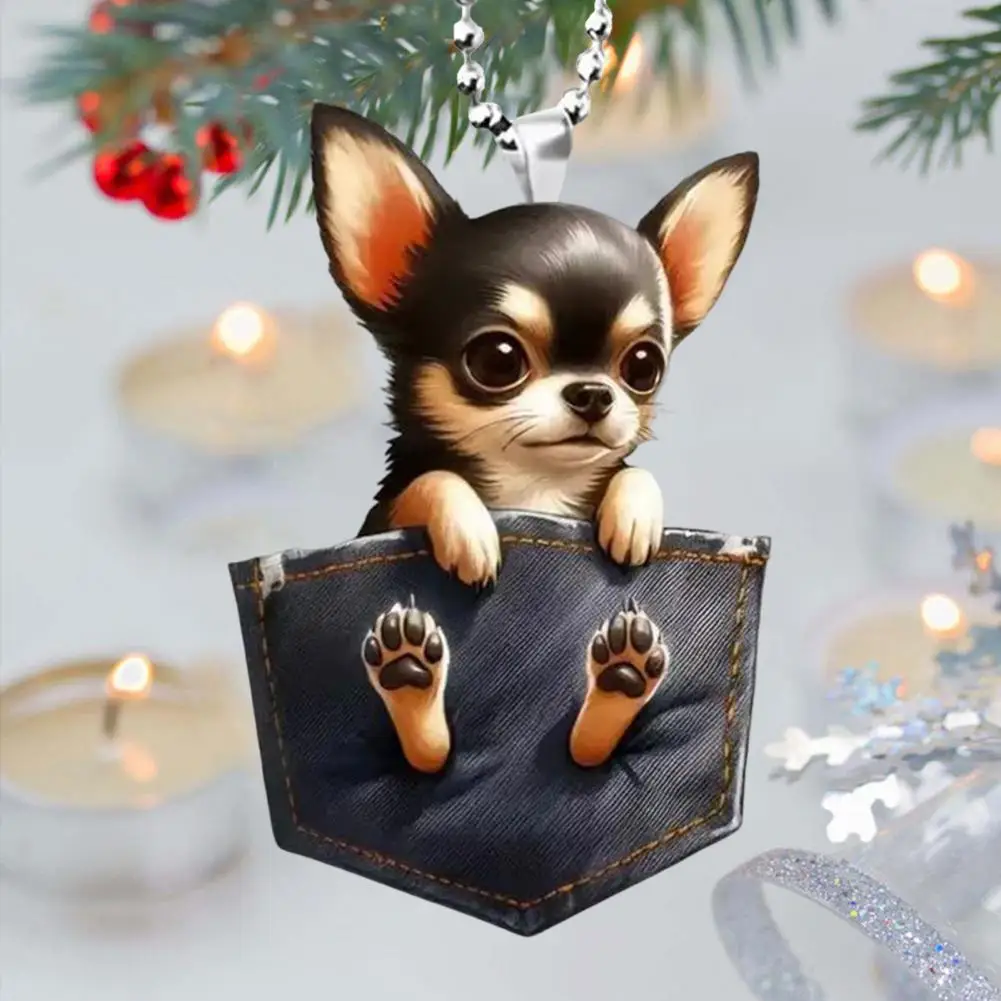 

Colorful Car Door Hanger Dog Car Charms Adorable Acrylic Ornaments for Rearview Mirror Christmas Trees Sparkling Decor for Car