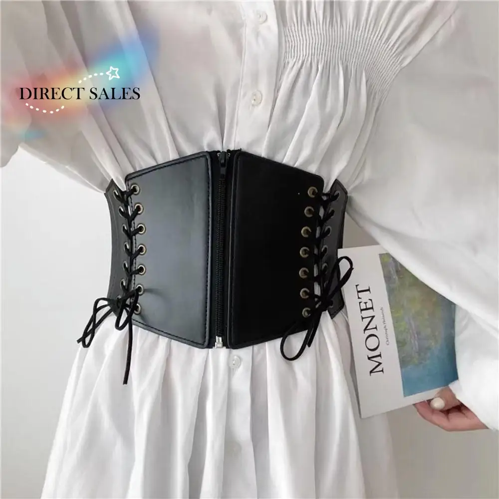 Minceur en cuir PU fermeture éclair Cummerbunds taille haute robe ceinture femme ceinture sangle large taille ceinture femmes