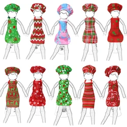 Christmas Doll Chef Apron Hat Baby Red Boy Doll Cooking Baking Set Christmas Clothing Accessories on the Shelf