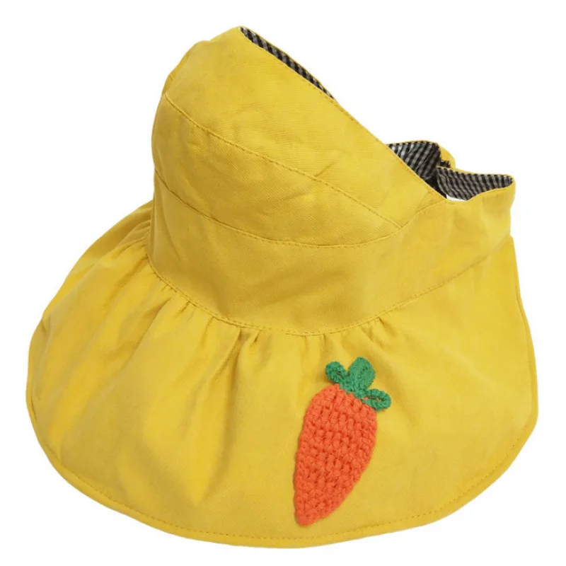 Custom.Children's Visor Hat Girls, New Spring/Summer Foldable Wide Brim Beach Hat, Parent-Child Travel H