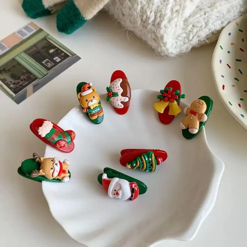 

Cute Christmas Hair Clip Gingerbread Man Deer Clips Suitable for Holiday Dressing Adding Festive Atmosphere Festive 장식