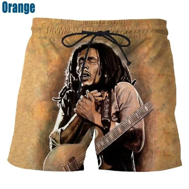 Summer Men's Shorts Bob Marley Shorts 3D Rock Print Beach Swim Trunks Street Fashion Men's Shorts New Oversized Men's Clothing