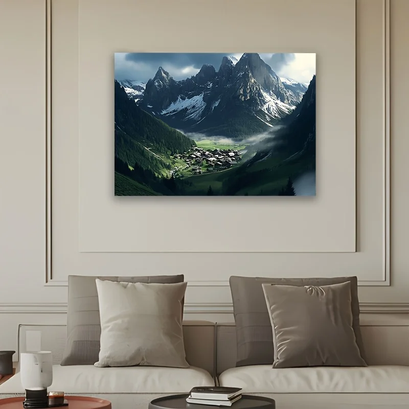 Dramatic Mountain View Tapestry Wall Hanging 150x300cm Alpine Landscape Cottage Decor Room Art