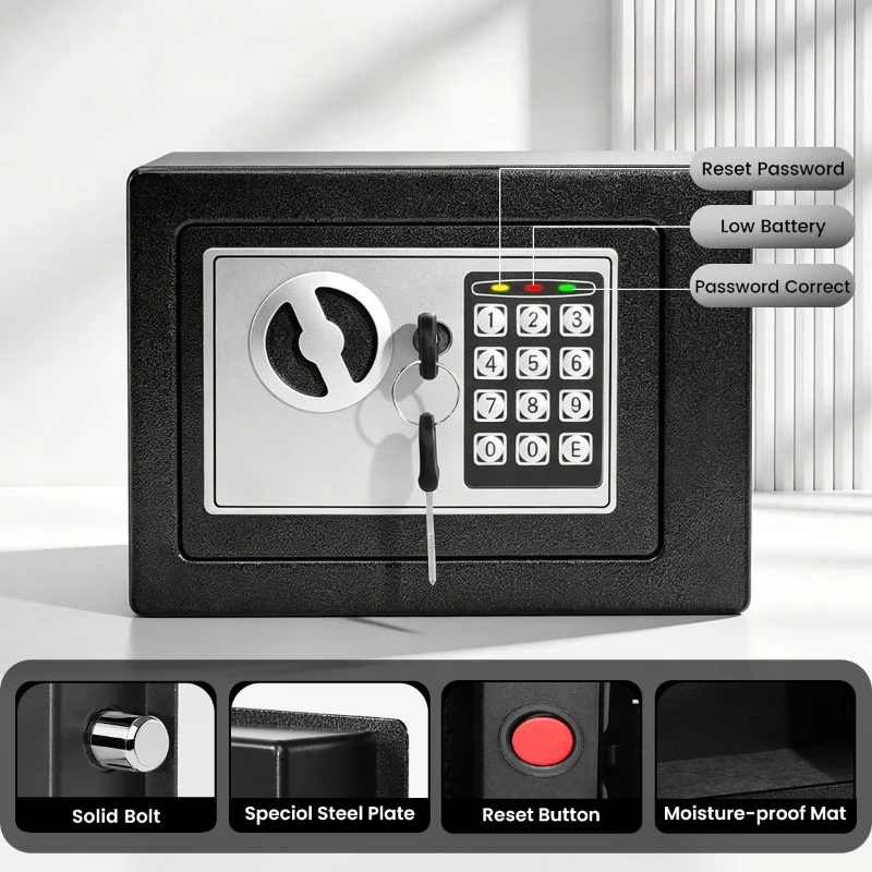 Ireproof Safes with Fireproof Money Bag Sensor Light Digital Keypad Home Safe Adjustable Shelf Security Safe