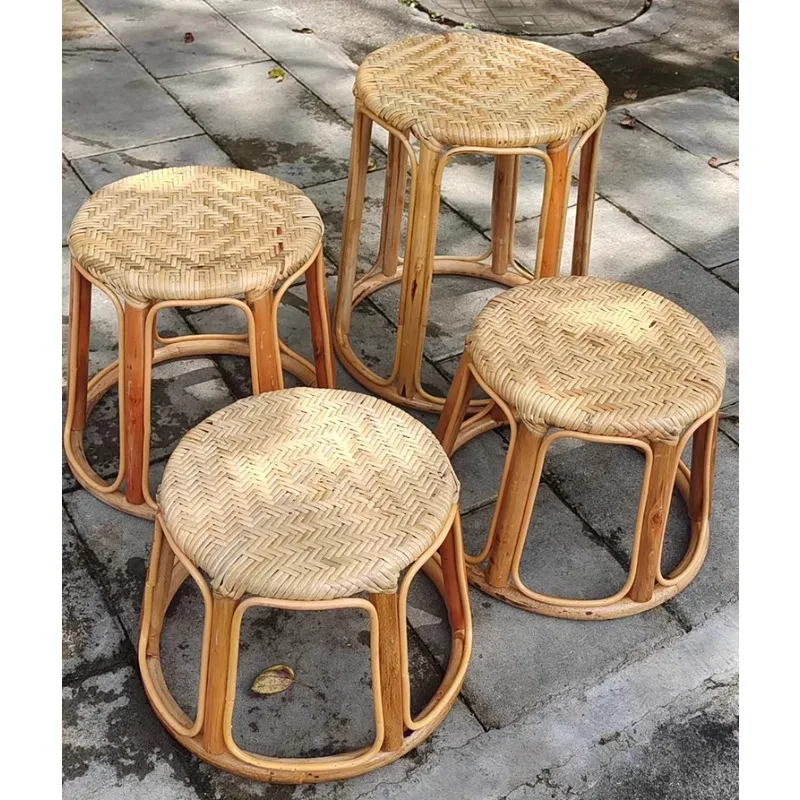 

Rattan stool woven chair plant rattan low stool shoe changing stool household children square creative adult chair