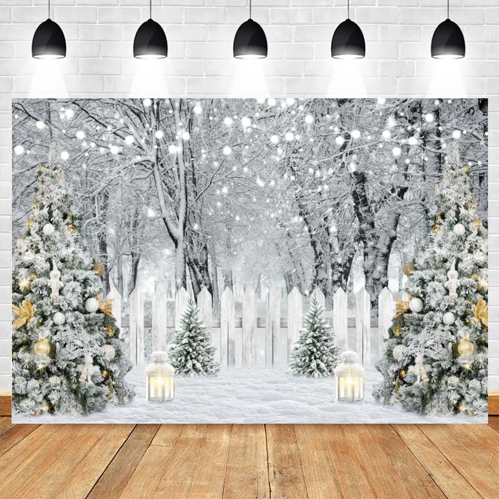 

Winter Christmas Wonderland Photography Background Snow Town Mountain Scenery Birthday Party Forest Photo Backdrops AD-06