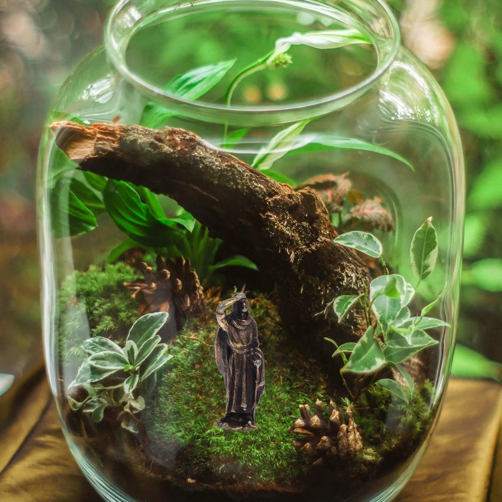Miniaturowa chińska starożytna figurka metalowa w stylu vintage, mikro-krajobraz, dekoracja do ogrodu bonsai, ozdoba, mini figurka krajobrazowa.
