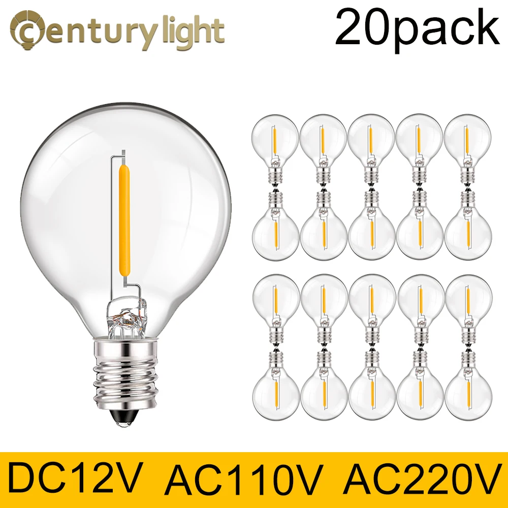 

Low Voltage 12V Globe Led Bulb 1W E12 Retro G40 String Light Replacement Bulb 110V 220V Clear Glass Globe Mini Night Ball Lights