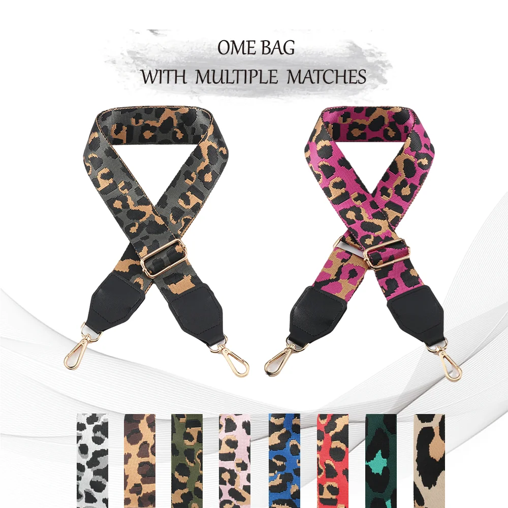 2pcs Leopard print Shoulder Bag Strap Crossbody Strap Ladies Colourful Satchel Shoulder Bag  Accessories Adjustable Bag Strap