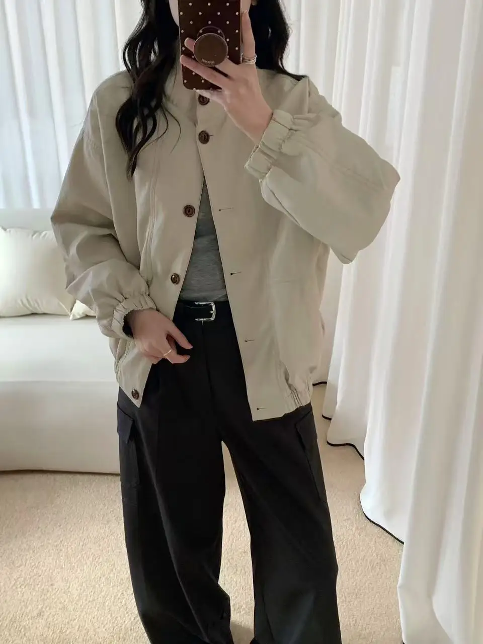 Spring New Sle Korean Version Slim Fit Stand Collar Loose ort PU Leather Jaet Women's Top Soft Leather Coat Jaet