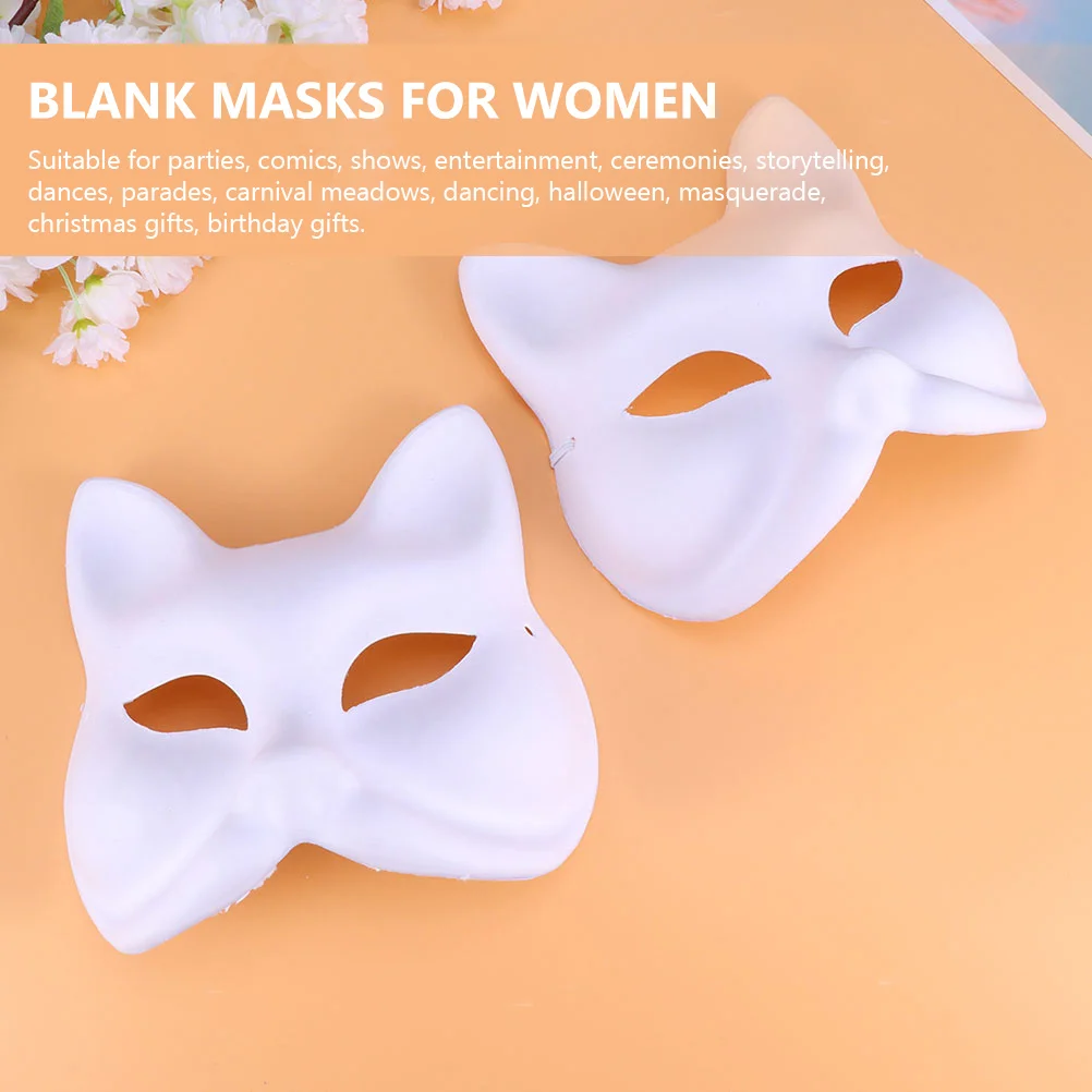 10 buah masker bubur kertas yang dilukis dengan tangan properti Halloween mata rubah yang dapat menari kertas kosong DIY pesta wanita Paintable hiburan