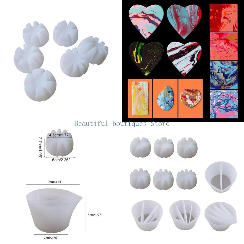 

U4LF Silicone Split Cup 2/3/4/5 Chambers Reusable Silicone Pouring Divided Cups10Pcs