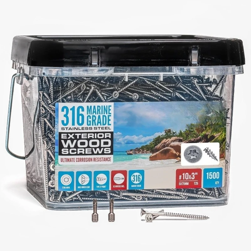 

дом. 10 x 3-дюймовые винты из нержавеющей стали 316 морского класса (1500 шт., T25 Star) | Шурупы по дереву из нержавеющей стали с отверткой по Ea