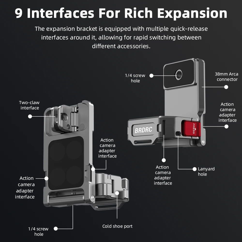 Ramka adaptera magnetycznego BRDRC do kamery DJI Osmo Pocket 3, uchwyt rozszerzający, podstawa montażowa na biurko, akcesoria do nagrywania wideo Vlgo — zdjęcie 7