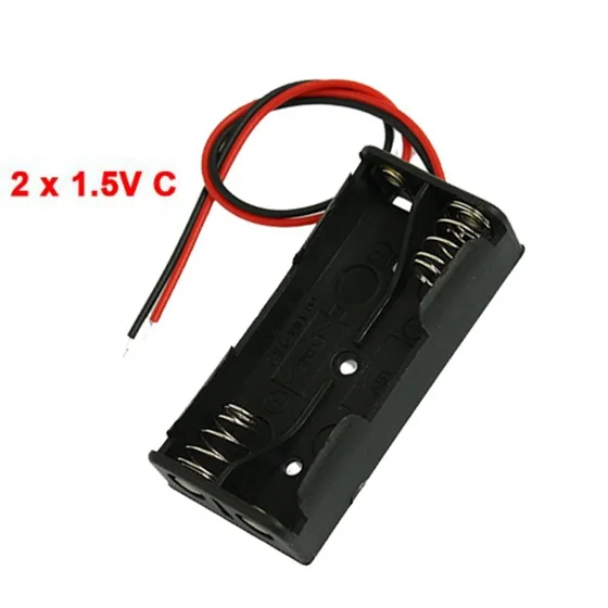 Black Plastic Battery Case Holder Wire 2 x 1.5V AAA