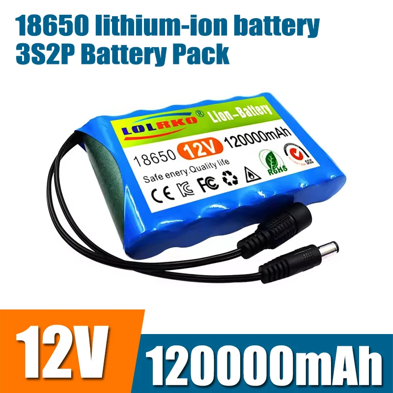 12V 120Ah 3S2P battery pack 18650 lithium-ion battery with BMS lithium battery pack protection board
