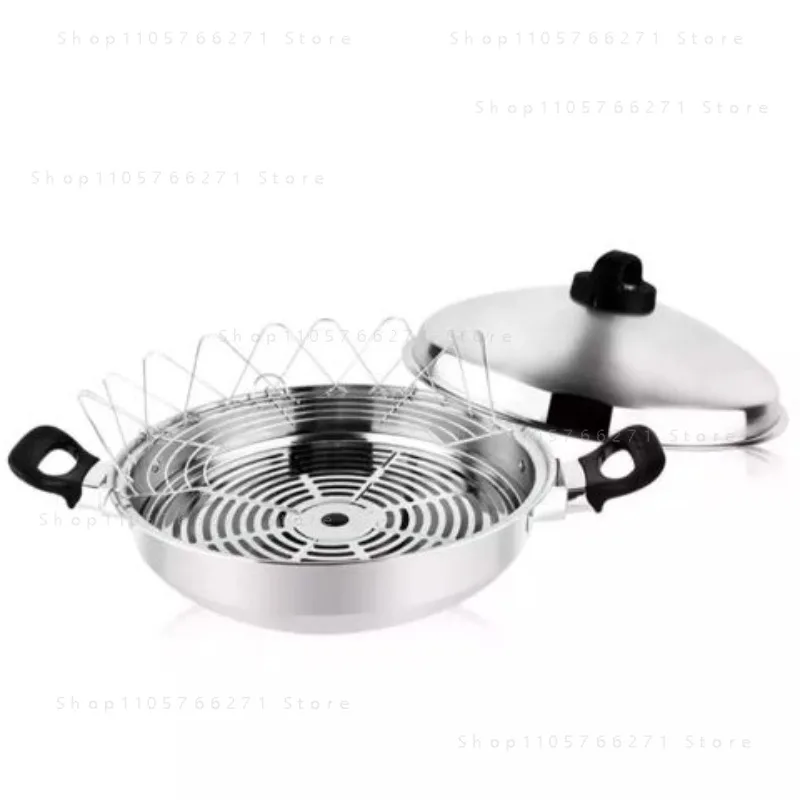 Stainless steel steamer wok non-stick pan uncoated pan