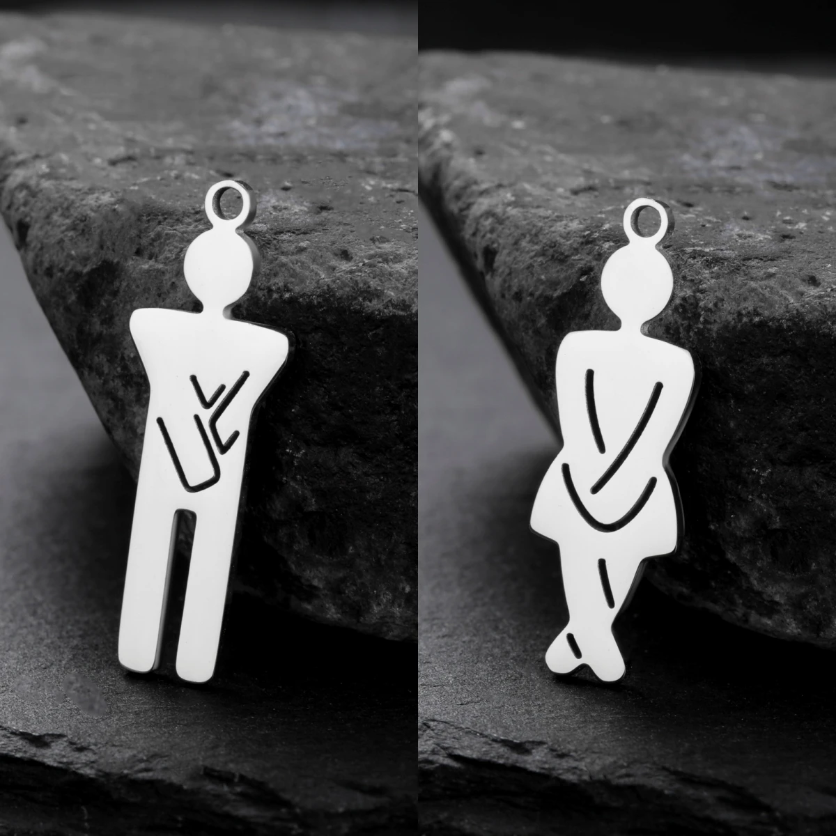 3pcs Stainless Steel Creative Funny Hip-hop Charms Woman Man Boys Girls Pendnats For DIY Jewelry Making Necklace Keychain Gifts image 2