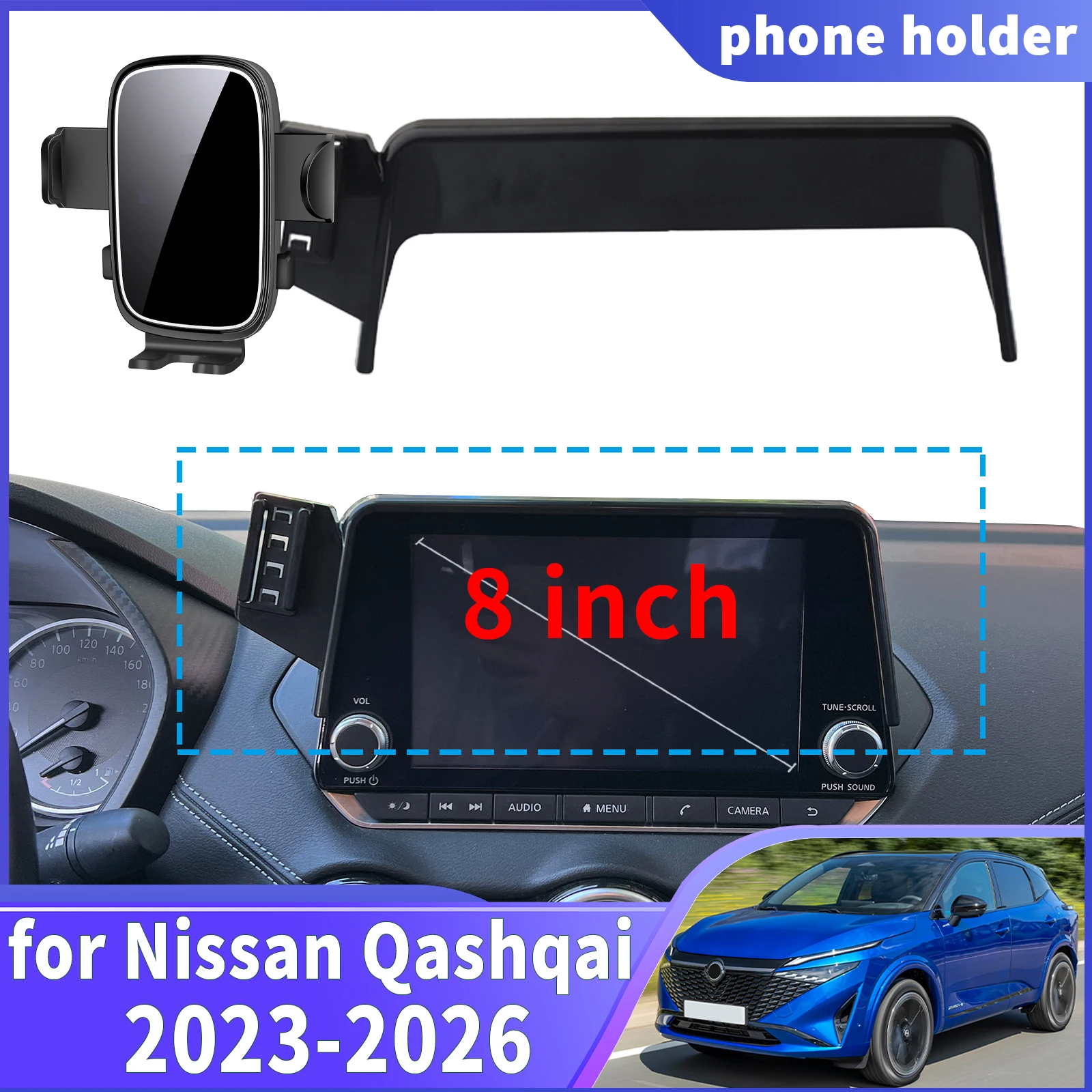 

fit for Nissan Qashqai 2023 2024 2025 2026 (8/7inch) Navigation Phone Holder Mount Customized Car accessoires