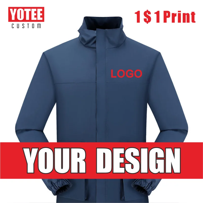 YOTEE Thin Waterproof Jacket With Custom Embroidered Print Logo Outdoor Sports Anti-Static Men\'s Stand Up Collar Jacket