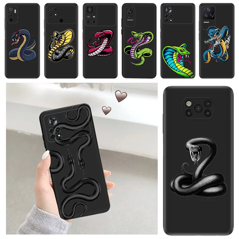 Phone Case For Xiaomi POCO X5 M3 M4 M5S C40 C50 C51 F3 F4 F5 X4 X3 F1 14 Pro Snake Cobra Python Redmi A3X Soft Protective Cover