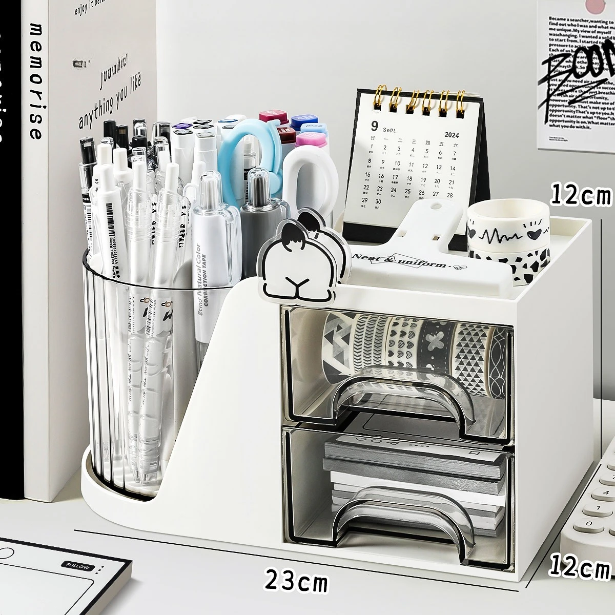 

Вращающийся держатель для ручек, ящик для хранения большой емкости с ящиками для студентов, офисный настольный органайзер
