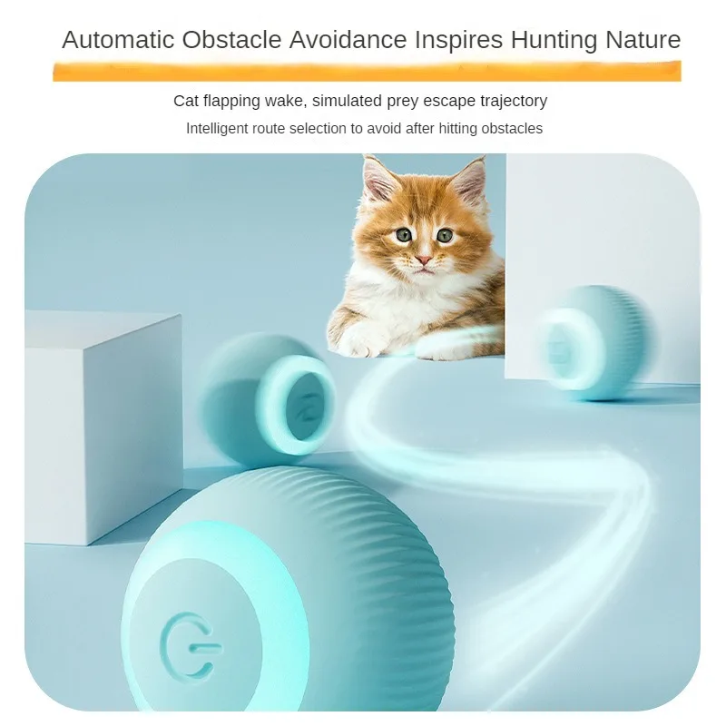 Juguete para gatos en movimiento automático, bola interactiva, bola eléctrica rodante recargable, accesorios para mascotas, cosas para suministros