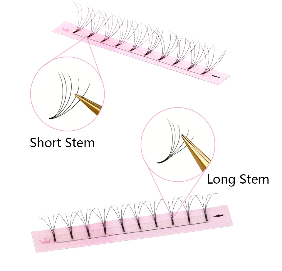 AGUUD-extensiones de pestañas de tallo corto, volumen preenviado, 3D, 4D, 5D, 6D, seda suave, prefabricada, rusa, raíz fina, pestañas individuales