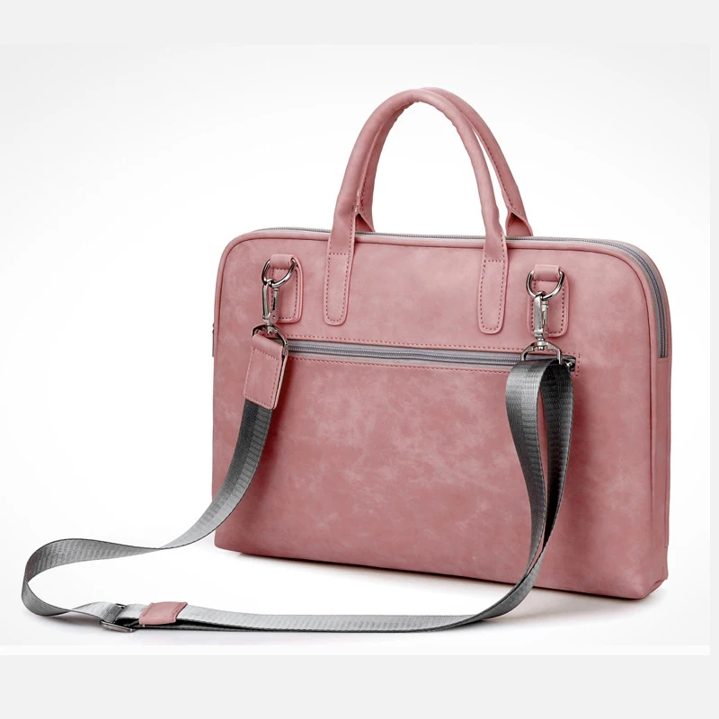 Imagem -04 - Ombro Portátil Maleta 13 14 15.6 16 17.3 Bolsa para Macbook ar 13 Pro Case 2023 Moda Feminina Bolsa de Couro do Plutônio à Prova Impermeável Água