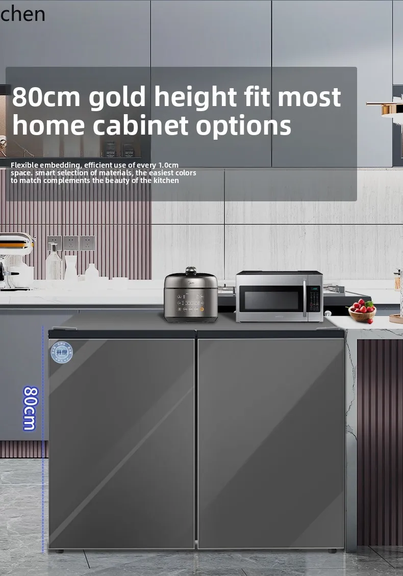 ZML ตู้เย็นระบายความร้อนด้วยอากาศและปราศจากน้ําค้างแข็งประหยัดพลังงานชั้นหนึ่งการแปลงความถี่คู่ขนาดเล็กฝังประตูคู่