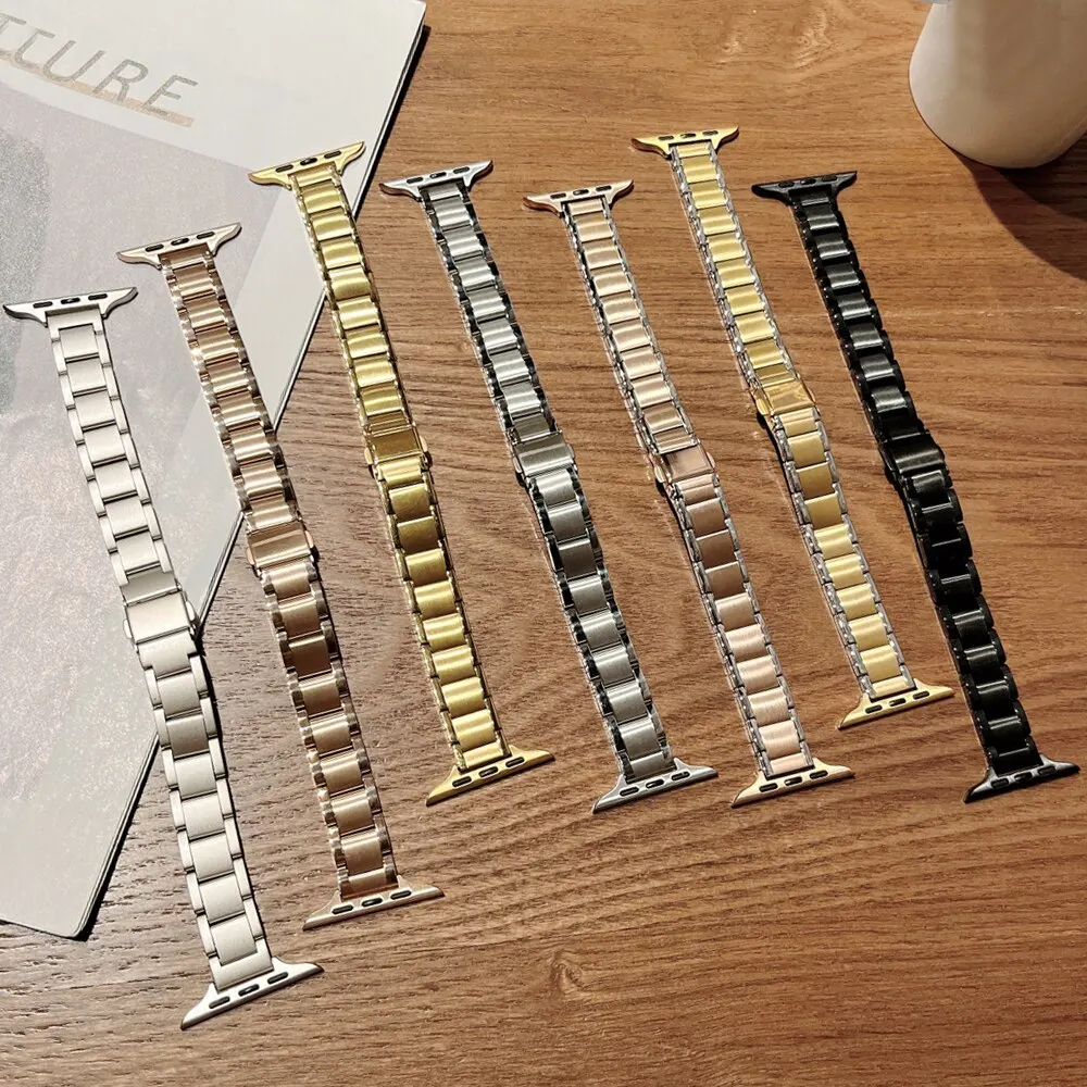 Bracelet en métal fin pour Apple Watch Ultra 49mm S10 8 7 41 45mm 6 SE 44 42mm 38 40mm, bracelet de luxe en acier inoxydable pour IWatch