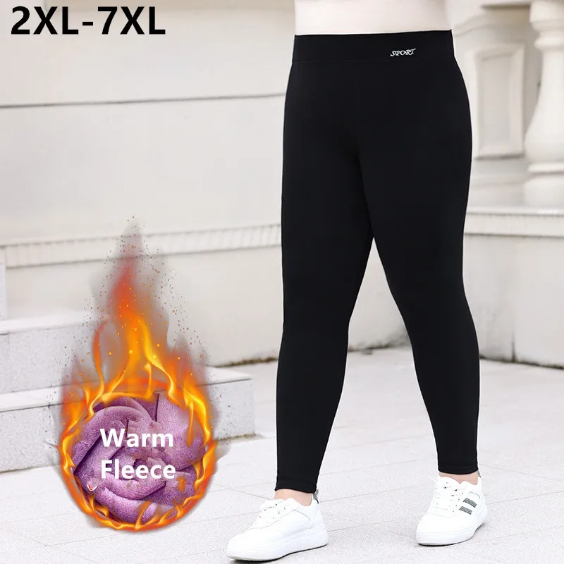 Celana legging wanita pinggang tinggi, celana termal gadis, celana pelangsing kurus, celana hiu hangat, Velet pinggang tinggi, celana bulu domba ukuran Plus 100KG, 7XL, 6XL