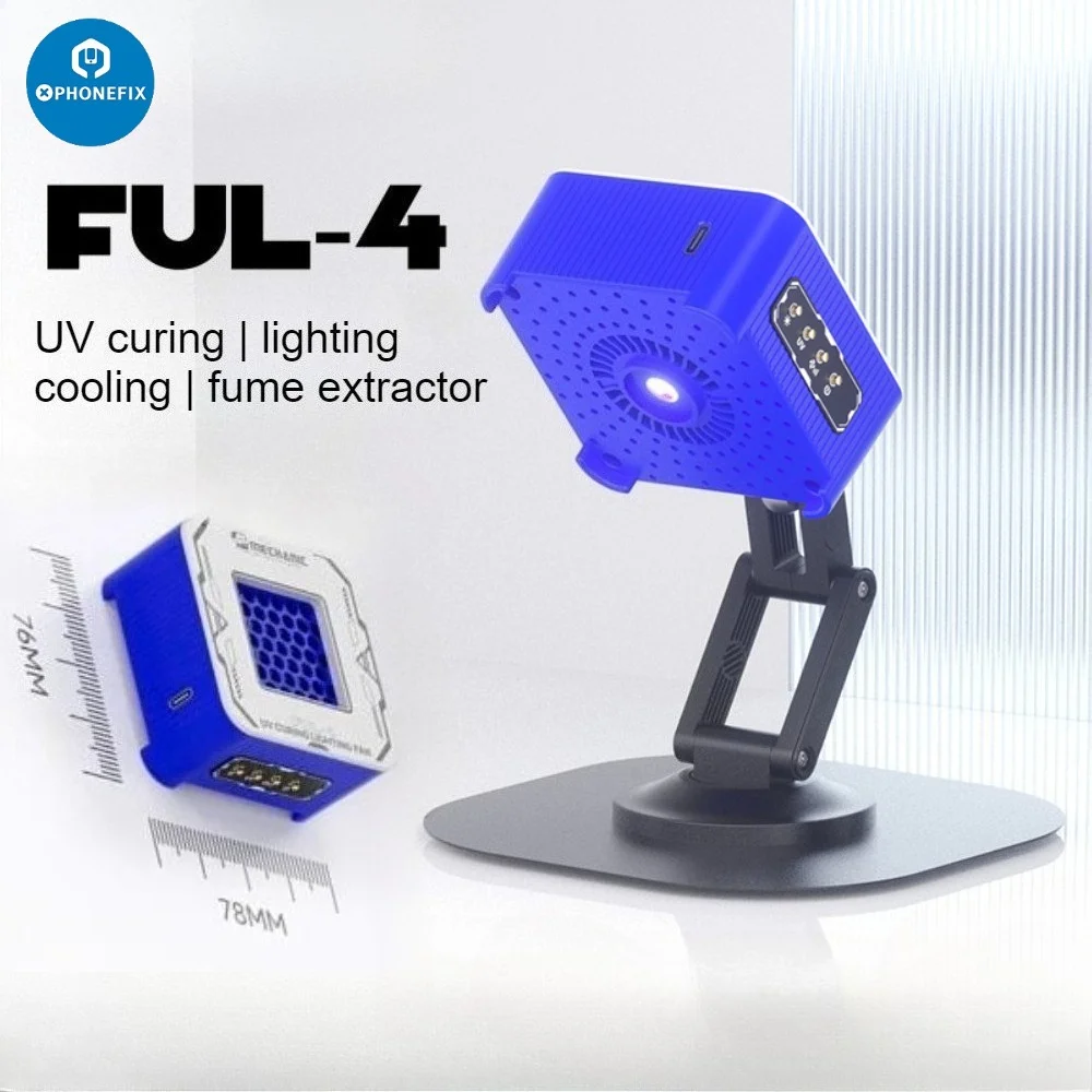 MECHANIC 4 in 1 Multifunctional Mini UV Quick Curing Lighting Cooling Smoke Extractor for Phone Motherboard PCB Soldering Repair